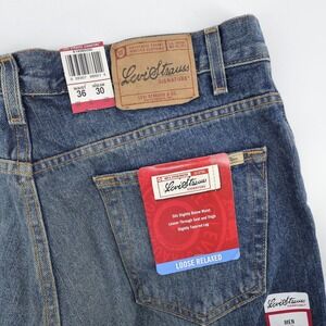 NEW Levi Strauss Signature Loose Relaxed Fit Jeans Blue Mens 36x30